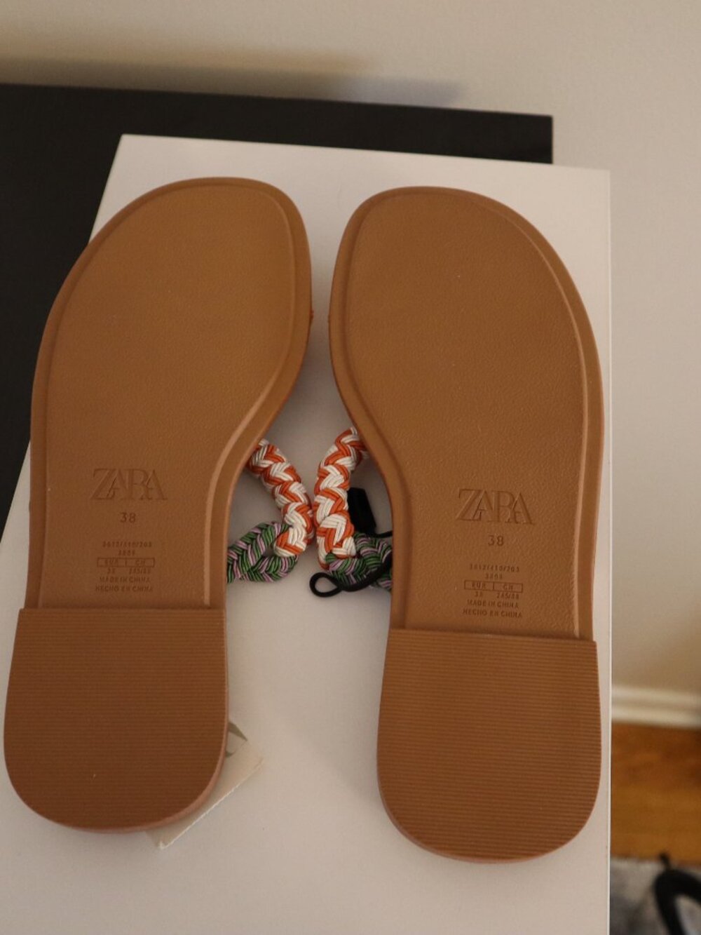 Zara Sandals Womens Size 8 Rope Multicolor Flats Flip Flop Shoes 38 NEW - Picture 13 of 13